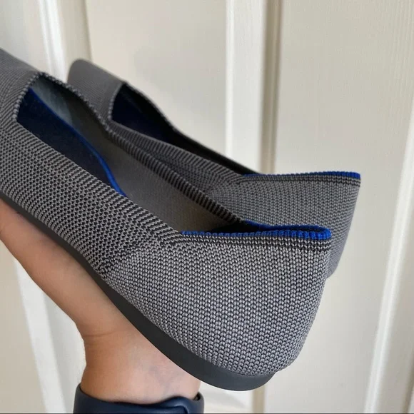 Rothy’s Women's Gray The Point Flat Shoes Cloud Grey Birdseye Sz 7 - Picture 6 of 13
